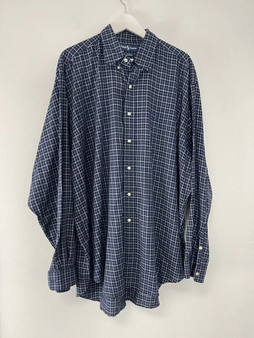 Polo Ralph Lauren Shirt Mens XL Plaid Button Up Blue Long Sleeve Cotton N13